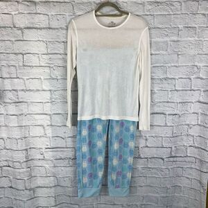 Crane pajama separates long sleeve top & fleece owl print pants
